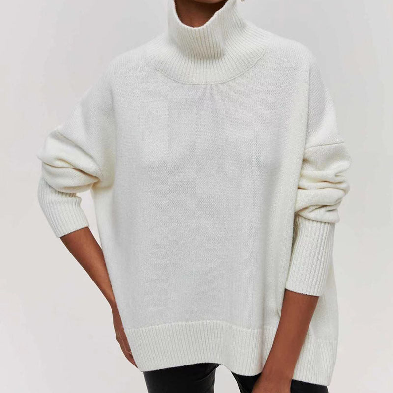 Damen gemütlicher Rollkragenpullover mit Oversized-Schnitt und strukturiertem Material R&B