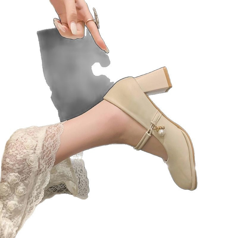 Damen elegante Mary Jane Schuhe mit Riemchen und blockiertem Absatz R&B