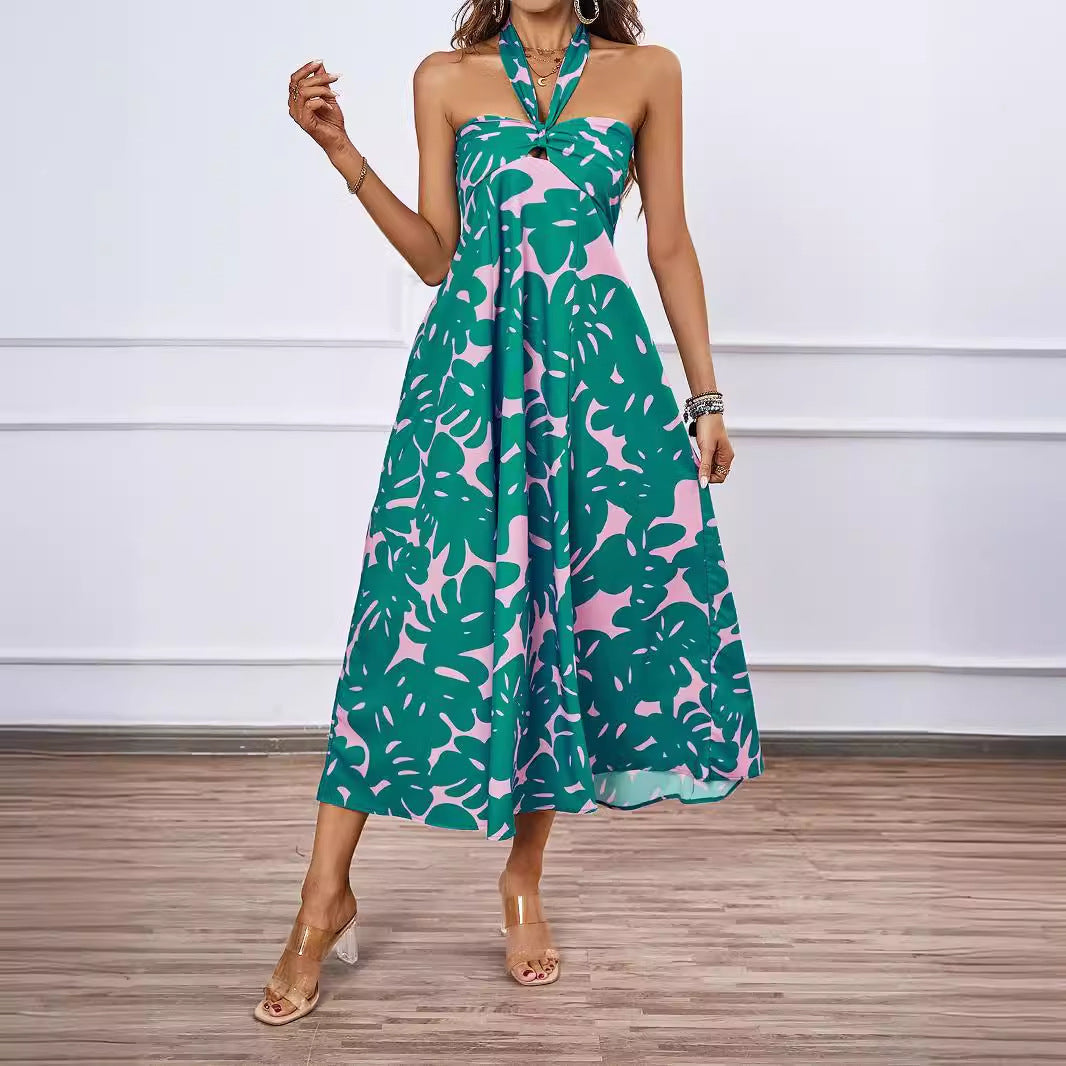 Damen Maxi Kleid mit schulterfreiem Design und Blumenmuster R&B