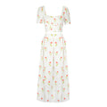 Damen Maxikleid mit floralen Akzenten und taillierter Silhouette EB