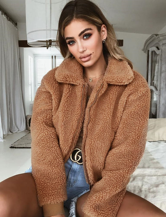 Damen Kuschelige Fleecejacke mit hohem Kragen und elastischen Bündchen R&B