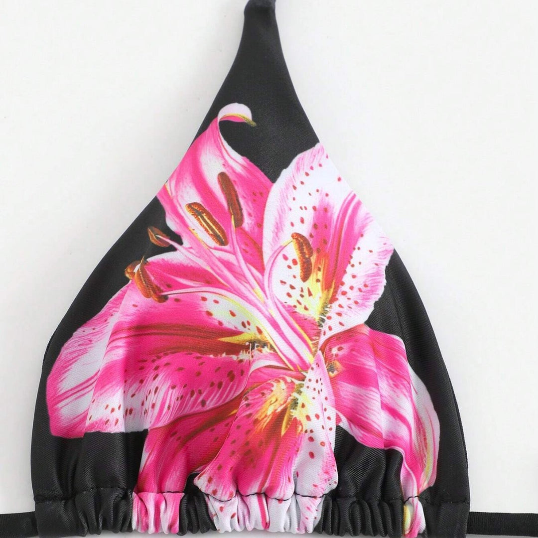 Damen Bikini-Set mit floralem Muster und passendem Wickelrock R&B