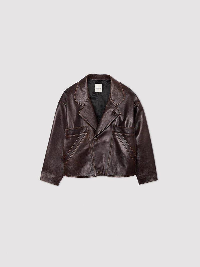 Damen Kunstlederjacke im lässigen Schnitt mit praktischen Taschen und stilvollem Revers R&B