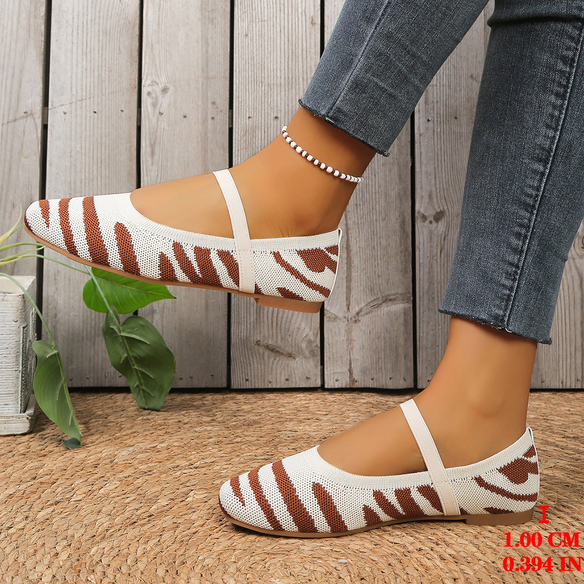 Damen Bequeme Ballerinas mit elastischer Riemchenverbindung und modischem ZR&Bra-Design R&B