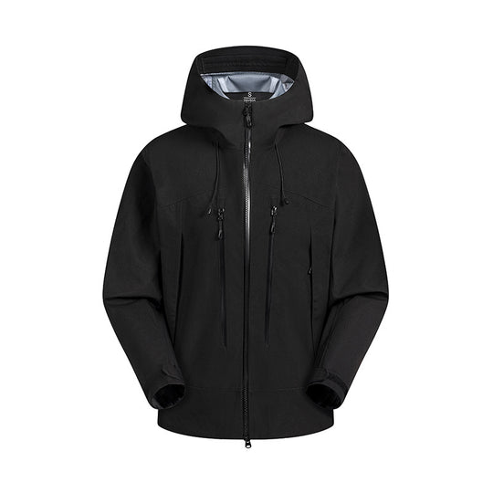 Herren wasserabweisende Funktionsjacke mit verstellbarem Kapuzensystem und mehrfachen Reißverschlusstaschen R&B