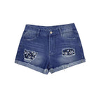 Damen Modische Destroyed Denim-Shorts mit floralem Design R&B