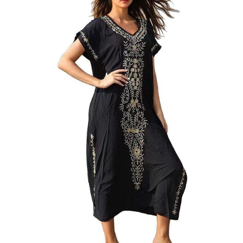 Damen eleganter Strandüberwurf mit filigranem Stickereidesign R&B