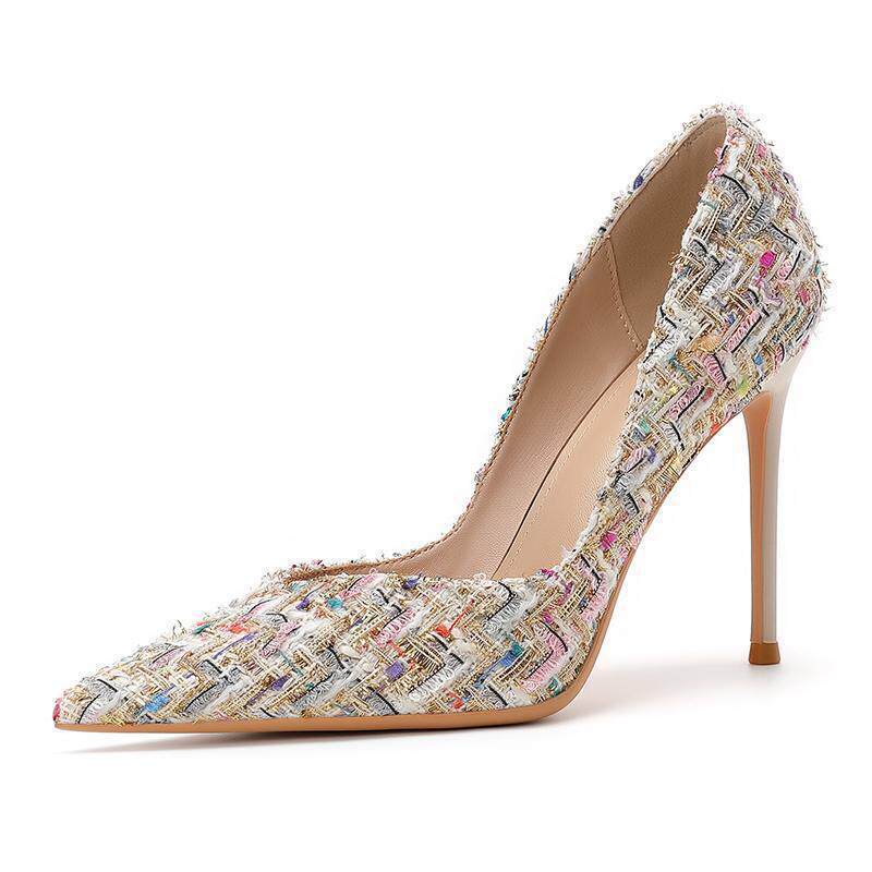 Damen elegante Stiletto-Pumps mit modernen Textilien R&B