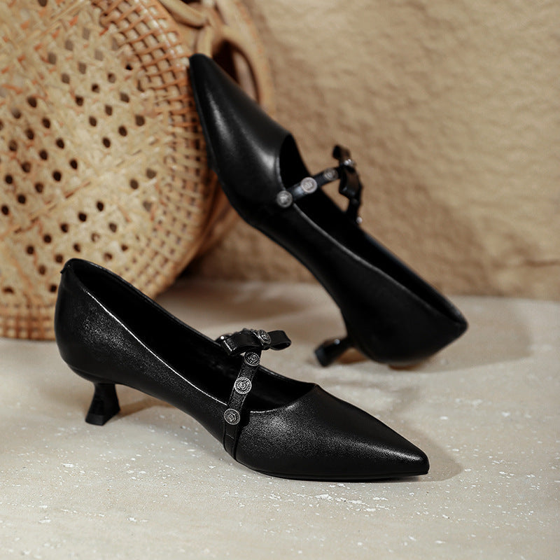 Damen elegante Mary Jane Pumps mit dekorativem Riemen