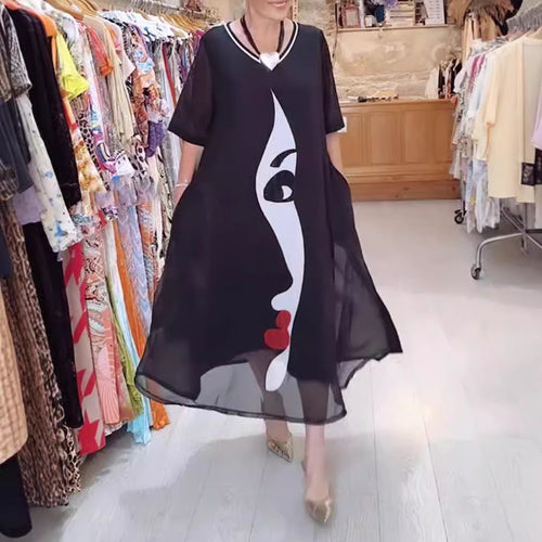 Damen Kleid mit künstlerischem Druck Heidi-Mode