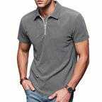 Unisex nan kurzärmeliges Halbzip-Polo aus geripptem Jersey mit Hemdkragen R&B