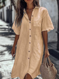 Damen Leinen Maxikleid mit eleganten Knopfdetails R&B