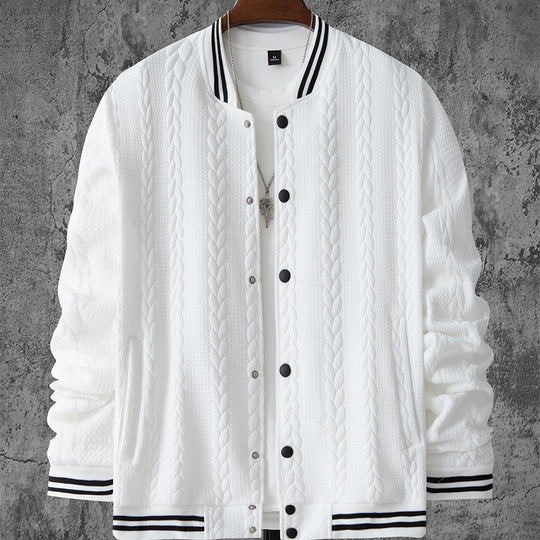 Herren stylische Bomberjacke mit strukturiertem Strickmuster und sportlichen Akzenten R&B