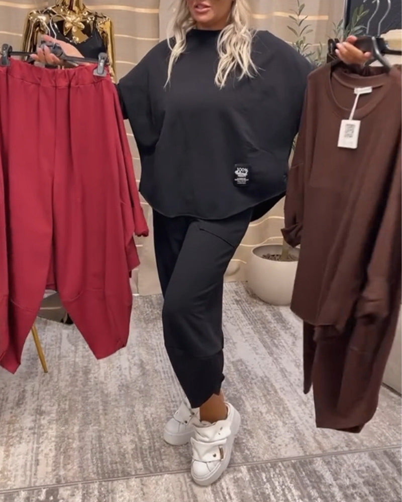 Damen nan Lounge-Ensemble aus Oversize-Cape-Sweatshirt und konischer Jogpant R&B