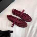 Damen elegante Ballerinas mit dekorativem Strassbesatz