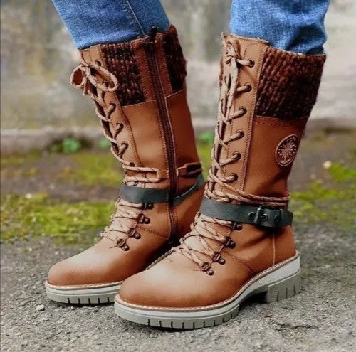 Damen Winterstiefel mit warmem Futter und trendigem Schnürdesign R&B