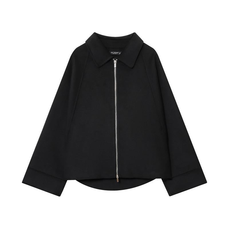 Damen modische Jacke mit asymmetrischem Schnitt und lässigem Reißverschluss R&B