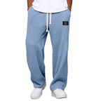 Herren nan lässige Waffelstrick Loungehose mit Kordelzug und geradem Schnitt R&B