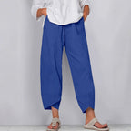 Damen weite Sommerhose mit eleganten Schnittdetails und elastischem Bund R&B