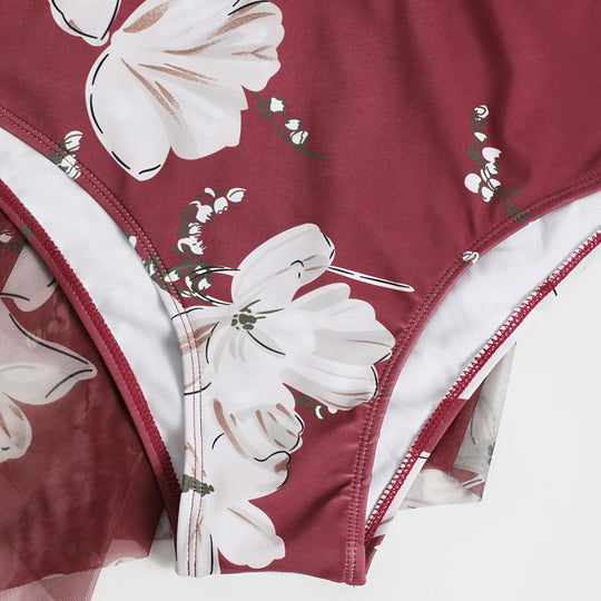 Damen Strandkleid mit floralem Überwurf R&B