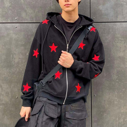 Herren Kapuzenpullover mit auffälligem Sternenmuster R&B