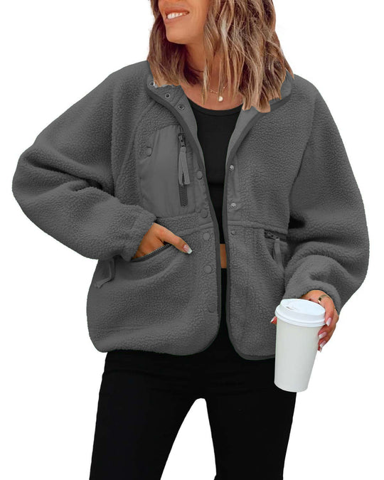 Damen kuschelige Fleecejacke mit praktischen Taschen R&B