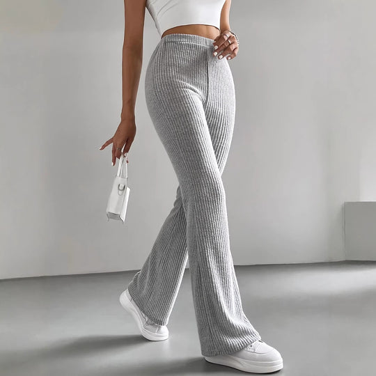 Damen Wide-Leg Ribbed-Hose R&B