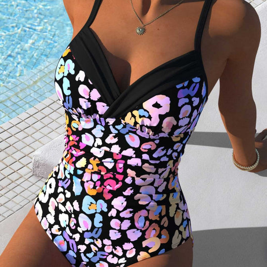 Damen Sportlicher Einteiler mit stilvollem Leopardenmuster R&B