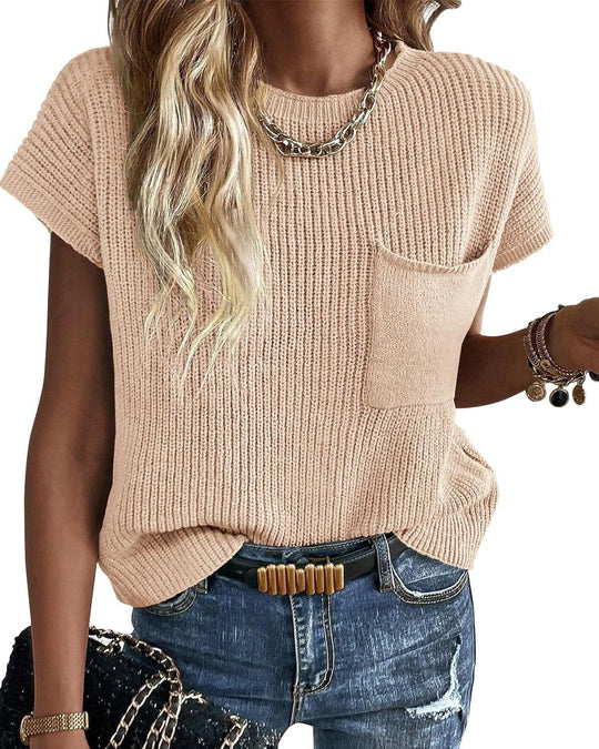 Damen Kurzarm Stricktop R&B
