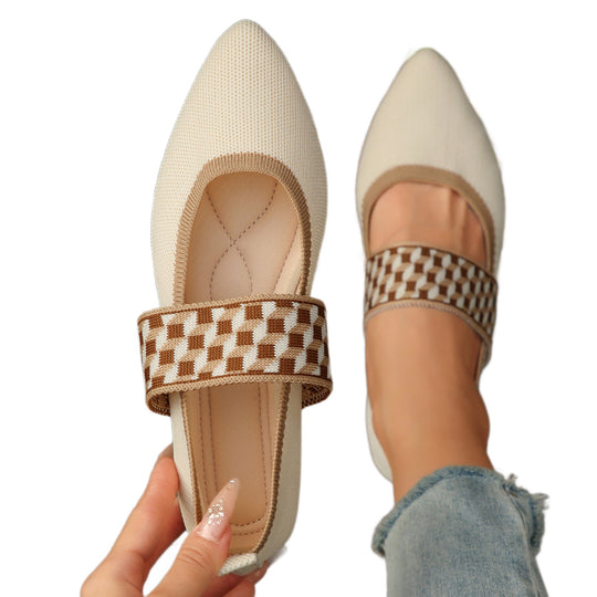 Damen Ballerinas mit modischem Riemen und bequemem Fußbett R&B