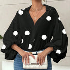 Damen Bluse mit voluminösen Ballonärmeln und elegantem Kragen R&B