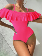 Damen Einteiliger Badeanzug mit elegantem Rüschendetail R&B
