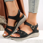 Damen Komfortable Sandalen mit floralem Dekor und verstellbarem Riemen R&B