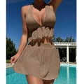 Damen Häkel-Bikini Set mit luftiger Crop-Top und kurzer Wickelrock R&B
