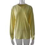 Damen nan legeres Langarmshirt mit V-Notch-Ausschnitt, Brusttasche und lockerer Oversize-Passform R&B