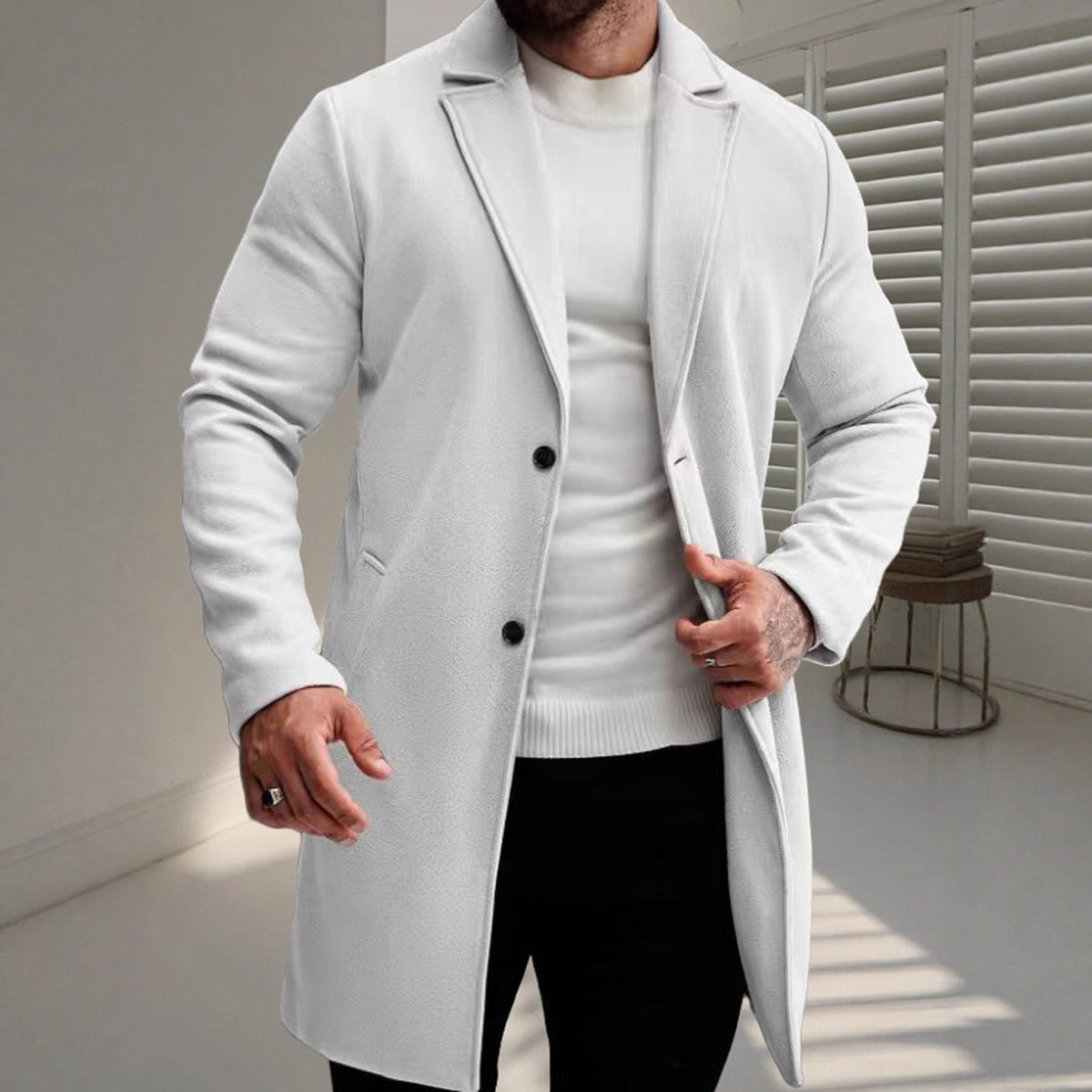 Herren eleganter Wollmantel R&B