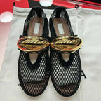 Damen edle Netz-Sandalen mit luxuriösem Goldakzent R&B