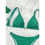 Damen Triangel-Bikini mit dekorativem Muster R&B