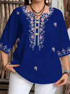 Damen Bluse mit Blumenmuster und Knopfleiste R&B