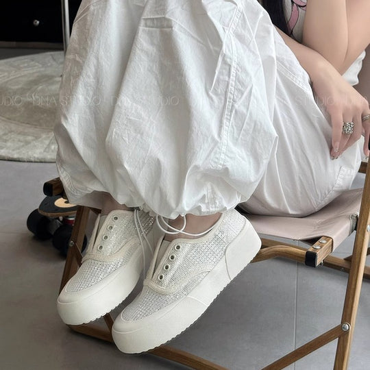 Damen Sportliche Sneakers mit atmungsaktivem Netzmaterial und modischem Plateau R&B