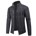 Herren Strickjacke mit strukturierter Oberfläche und hohem Kragen R&B