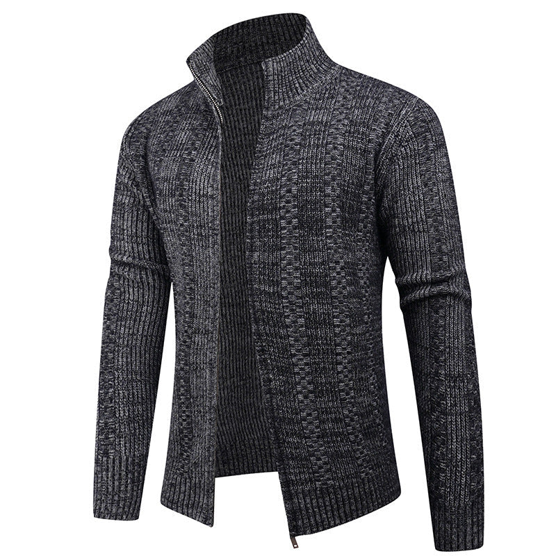 Herren Strickjacke mit strukturierter Oberfläche und hohem Kragen R&B