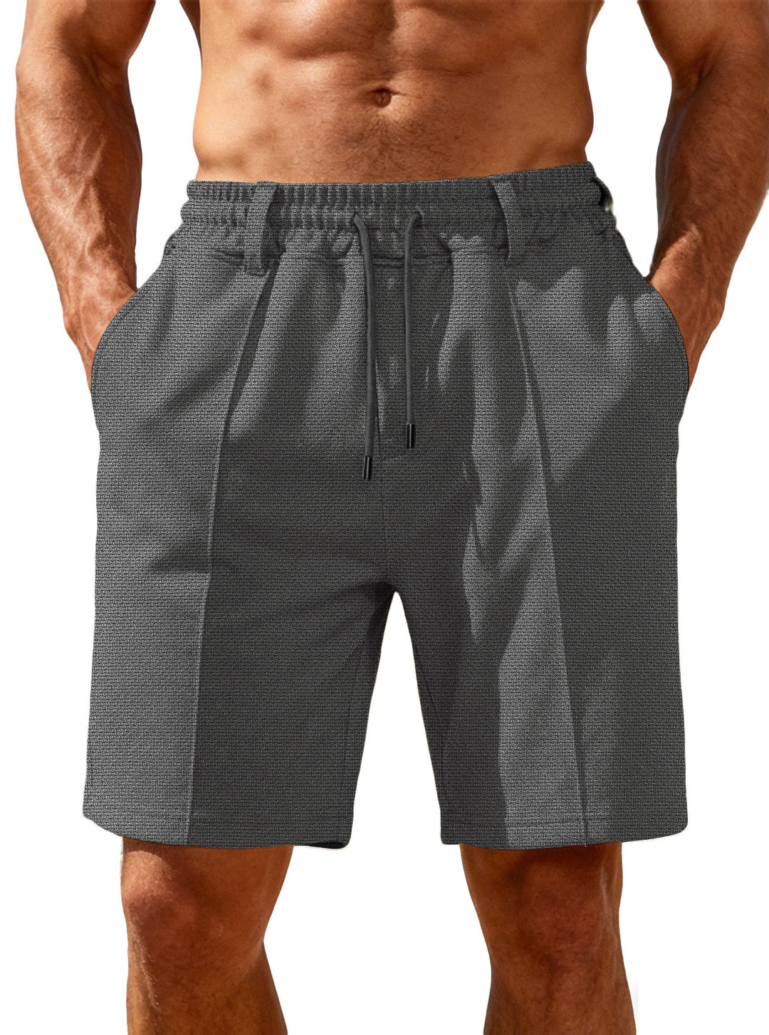 Herren nan Chino-inspirierte Relax-Shorts mit Bundfalten elastischem Tunnelzug und Eingrifftaschen R&B