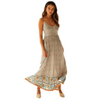 Damen Maxikleid mit floralen Mustern und verstellbaren Spaghettiträgern R&B