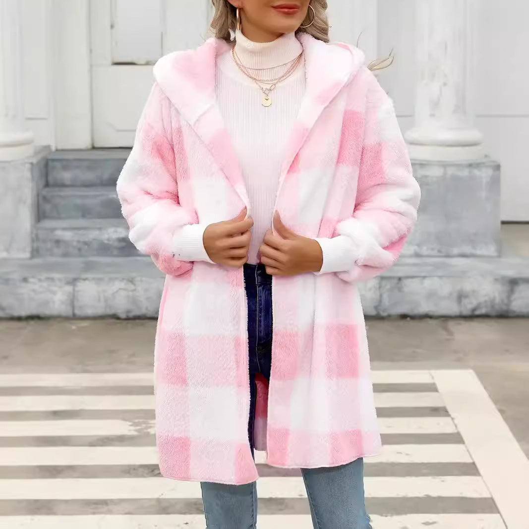 Damen Kuschelige Wolljacke mit Karomuster R&B