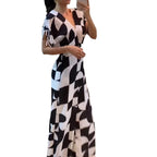 Damen Langes Maxikleid mit grafischem Muster und Raffung R&B