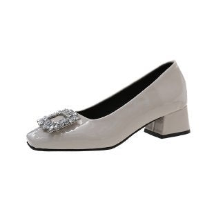 Damen elegante Blockabsatz-Pumps mit funkelnder Schmuckapplikation R&B