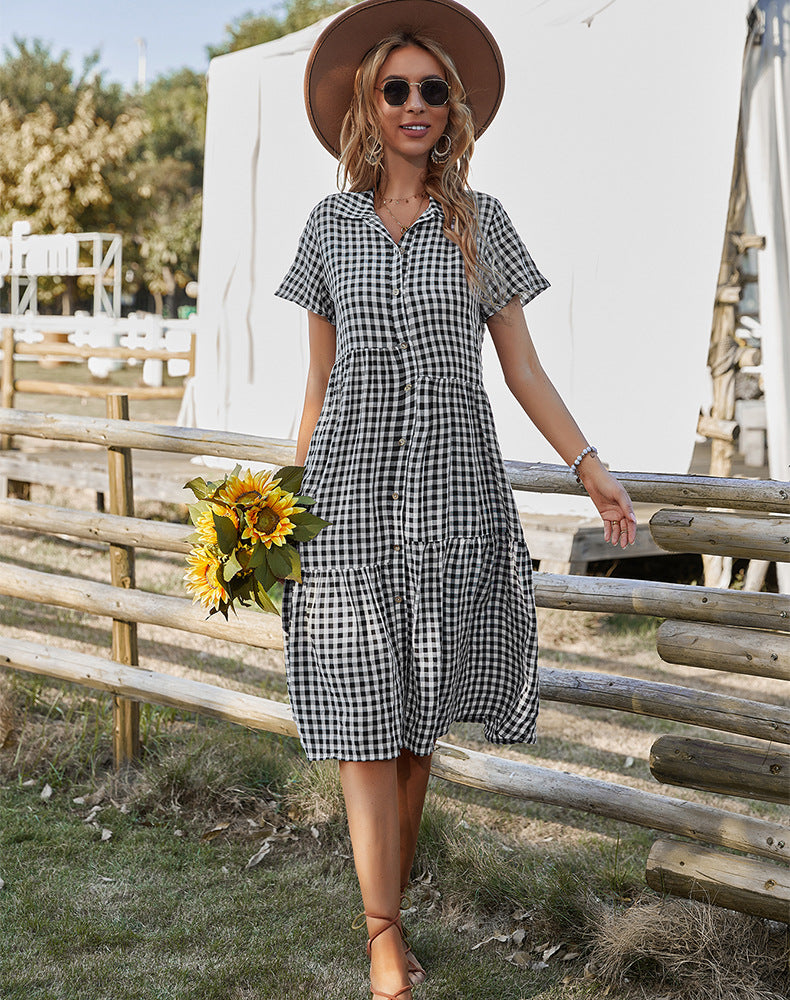 R&B | Hemdkragen kariertes Kleid