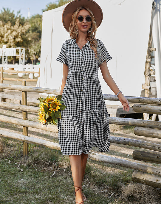 R&B | Hemdkragen kariertes Kleid