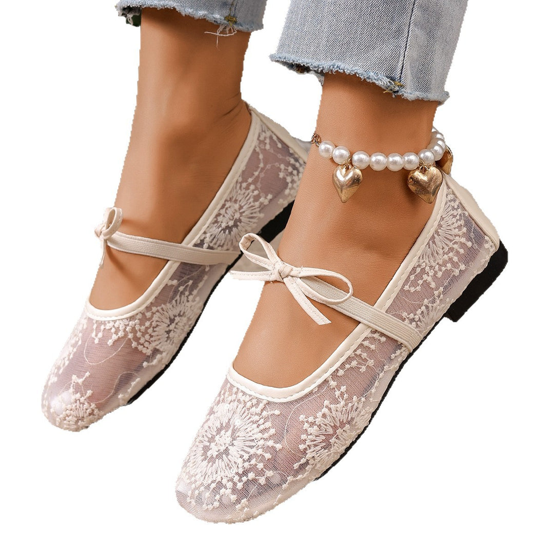 Damen Ballerinas mit filigranem Spitzen-Design und modischem Schleifenakzent R&B